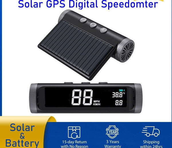 Updated Solar-powered GPS HUD S200 Wireless Digital Speedometer KMH MPH Electron - Auto Lines Australia