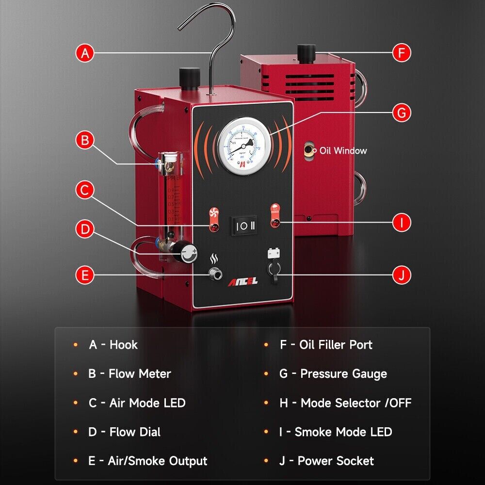 ANCEL S300 Smoke Machine Automotive EVAP Leak Detector Tester Fuel Pipe Vacuum