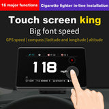 Car GPS Speedmeter HUD Slope Mileage Meter Time Altitude Display Touch Screen