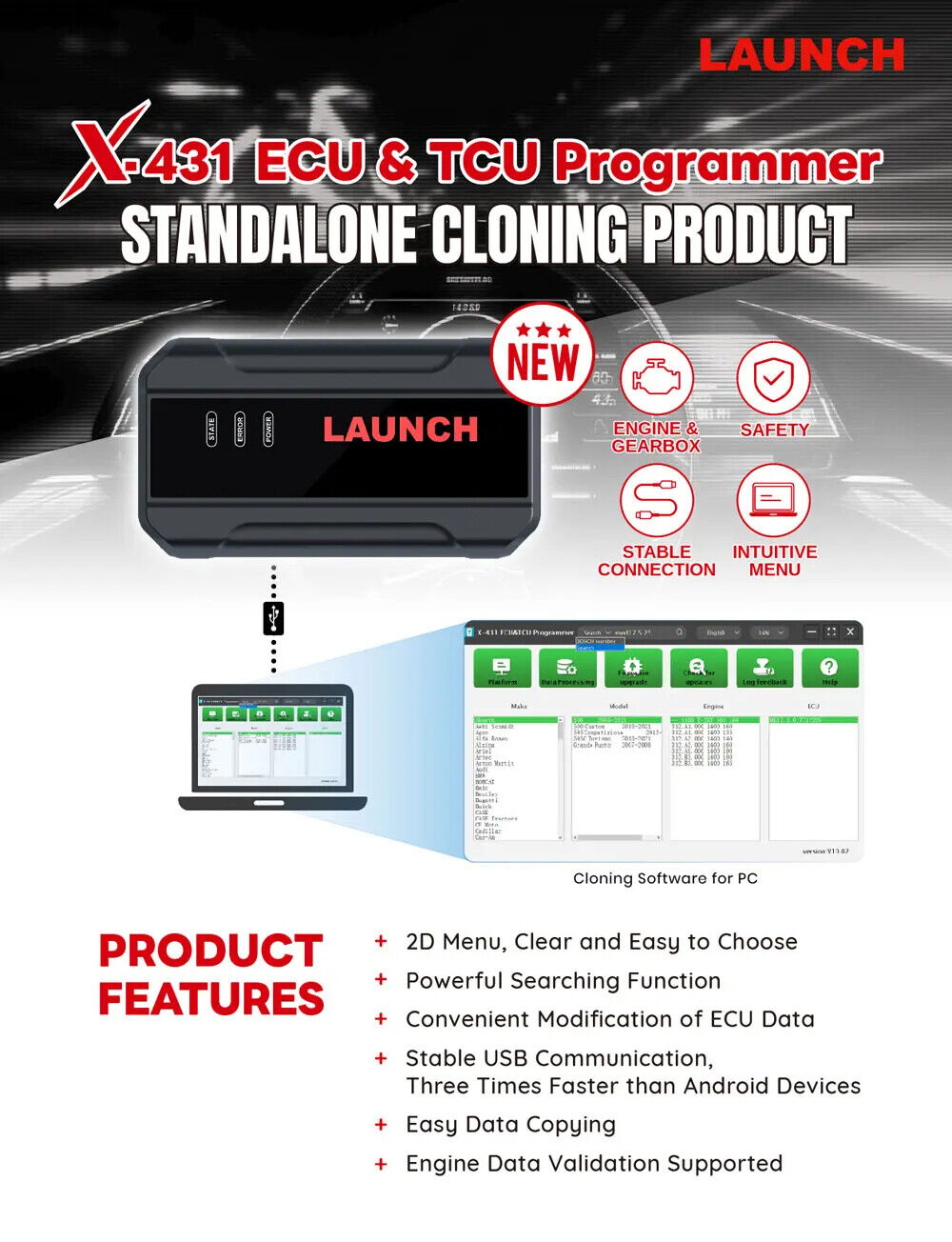 Launch X431 ECU TCU Programmer Standalone PC Version Supports Checksum