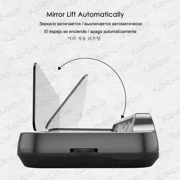 Auto-Lift Mirror GPS HUD Large Clear Speed Projector KM/H MPH Clock For All Car