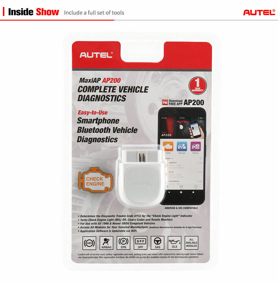 Autel AP200 Bluetooth OBD2 Diagnostic Scan Tool - Auto Lines Australia