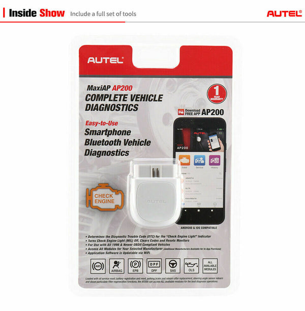Autel AP200 Bluetooth OBD2 Diagnostic Scan Tool - Auto Lines Australia