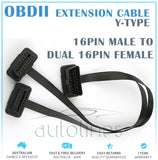 OBD2 Extension Cable 16Pin Male To Dual Female Diagnostic Connector Adapter 30