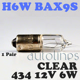 H6W 12V 6W BAX9S 434 Base Offset Clear Halogen Headlight C2R Filament Globe Bulb