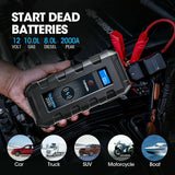Portable Emergency Car Jump Starter Kit 12V 2000A Peak 20800mAh Battery Charger