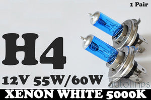 H4 60W / 55W 12V Xenon White 5000k High/Low Beam Headlight Globes Bulbs LED Lamp