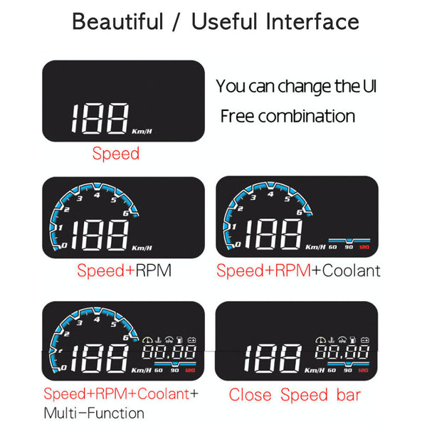 VH300 Car HUD 5.5' Head Up Display OBD EUOBD Windshield Speedometer Projector - Auto Lines Australia