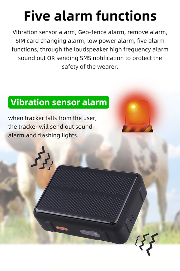 Cow Locator 4G LTE GPS Tracker with Solar Power 9000mAh Long Standby Sheep Horse