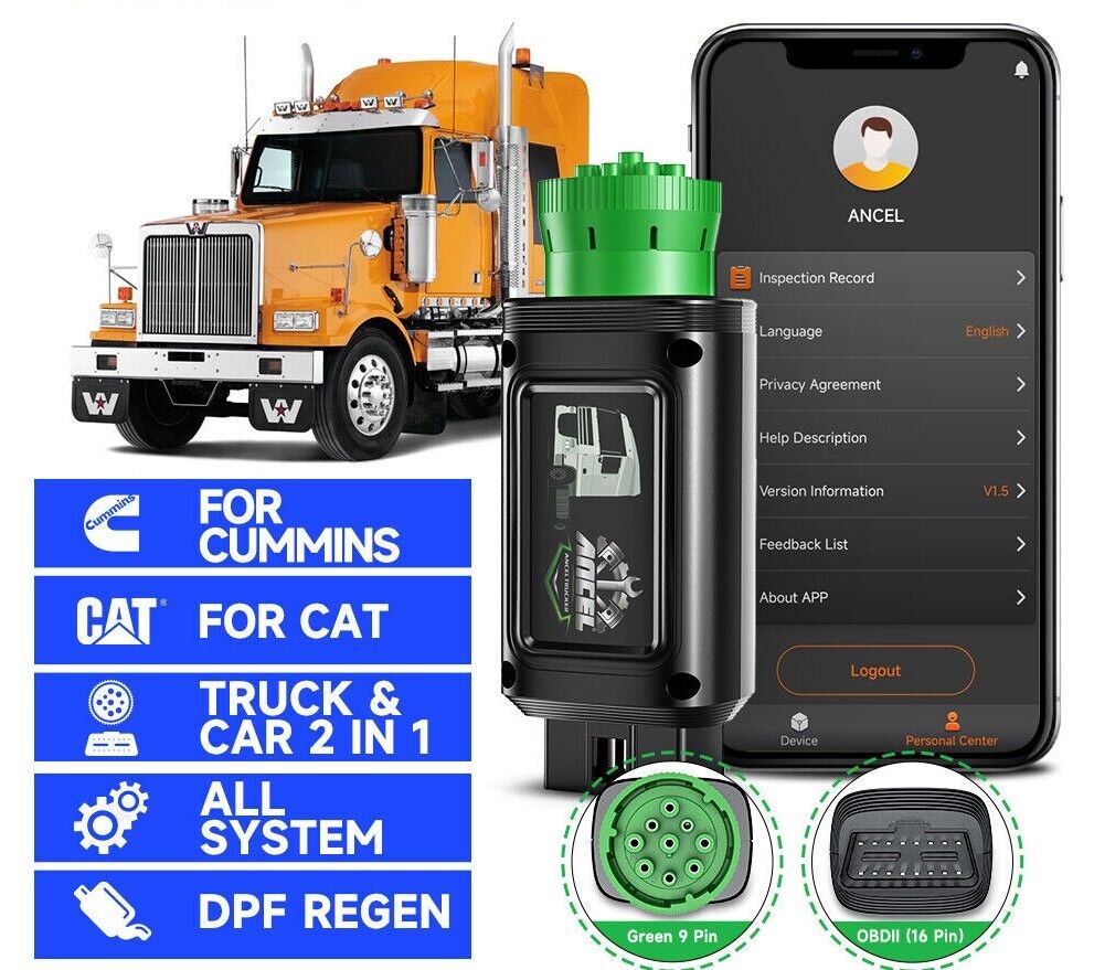 ANCEL HD100 Heavy Duty Truck Tool Full System Code Reader DPF Regeneration Secondary image