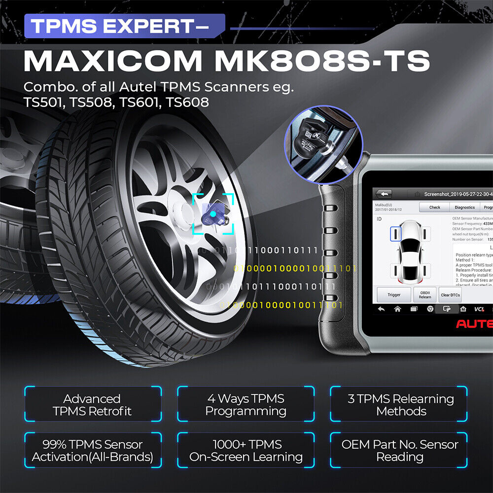 Autel MaxiCOM MK808S-TS OBD2 Bluetooth Scanner Car Tpms Diagnostic Tools - Auto Lines Australia