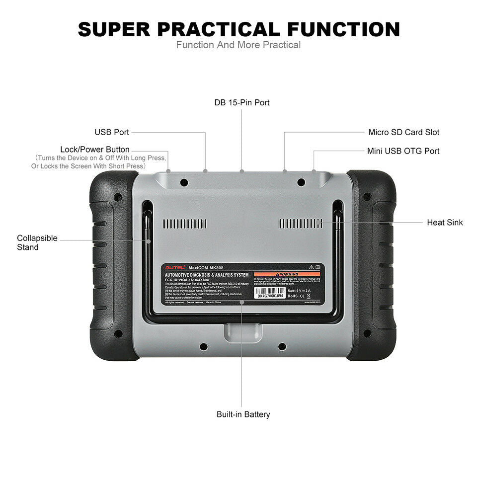 Special Order - Autel MaxiCOM MK808 OBD2 All System ECU Fault Code Reader Reset Diagnostic Scan Tool Key IMMO Coding MX808 DPF SRS ABS SRS SAS EPB BMS - AU VERSION