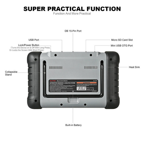 Special Order - Autel MaxiCOM MK808 OBD2 All System ECU Fault Code Reader Reset Diagnostic Scan Tool Key IMMO Coding MX808 DPF SRS ABS SRS SAS EPB BMS - AU VERSION