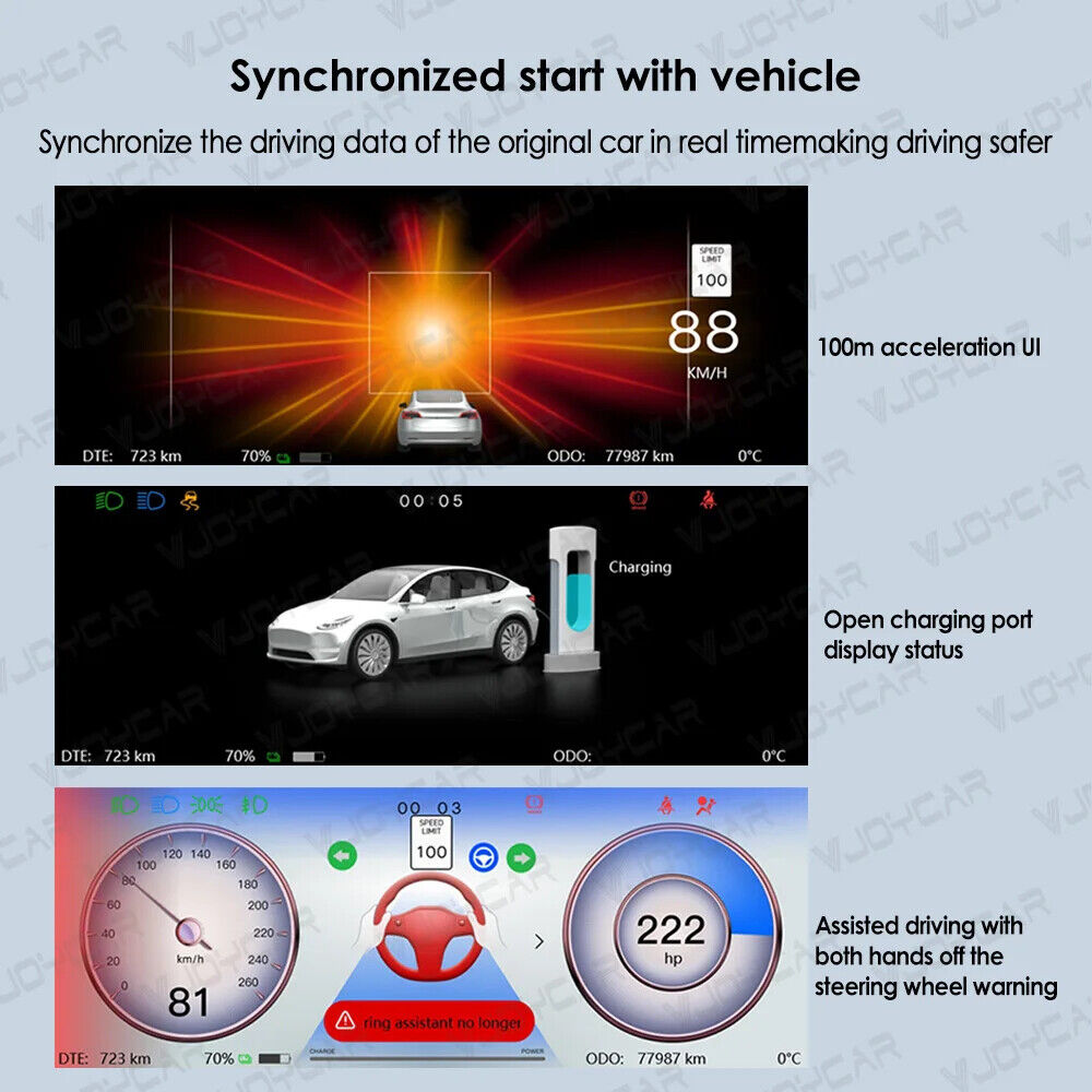 6.2inch Model Y 3 Display Dashboard Instrument Blind Spot Monitoring Auto Pilot