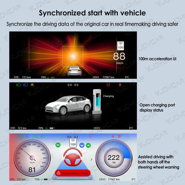 6.2inch Model Y 3 Display Dashboard Instrument Blind Spot Monitoring Auto Pilot