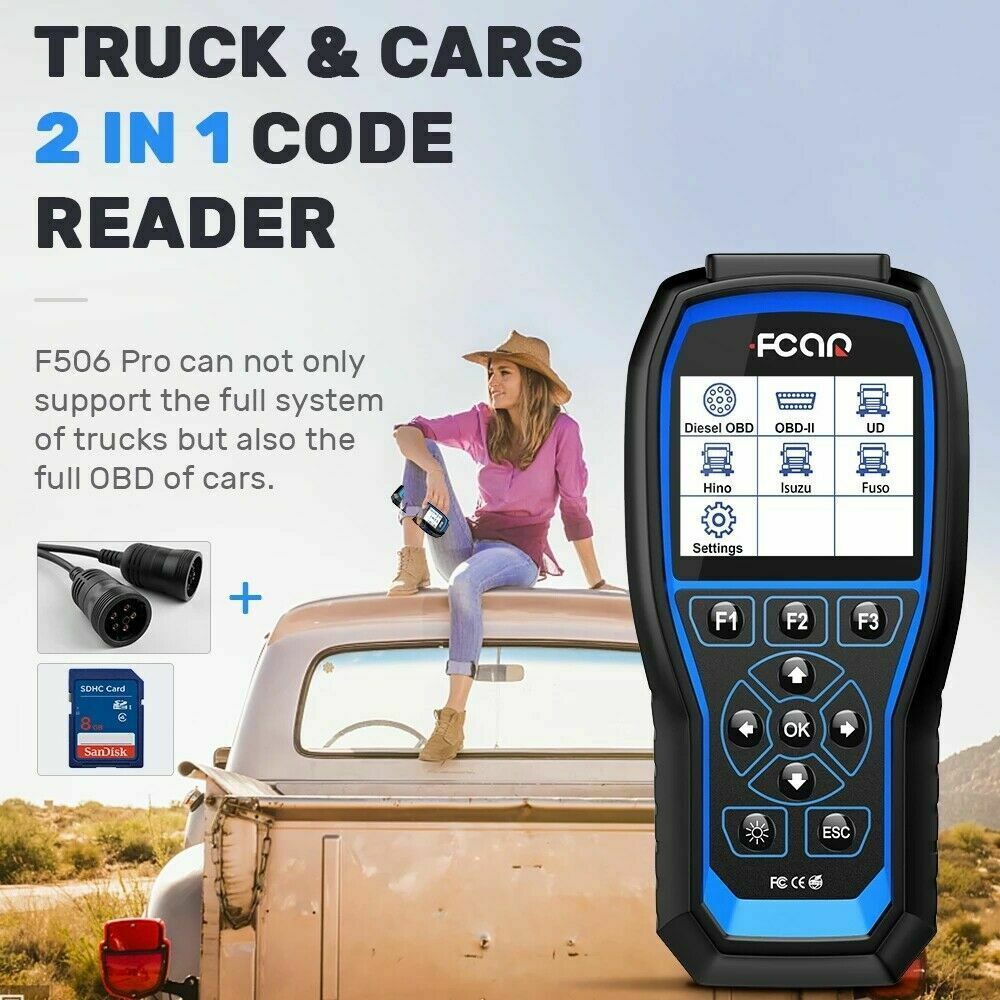 FCAR F506 Pro Heavy Duty Truck Car 2 in 1 Full Systems Scanner Diagnostic Tool - Auto Lines Australia