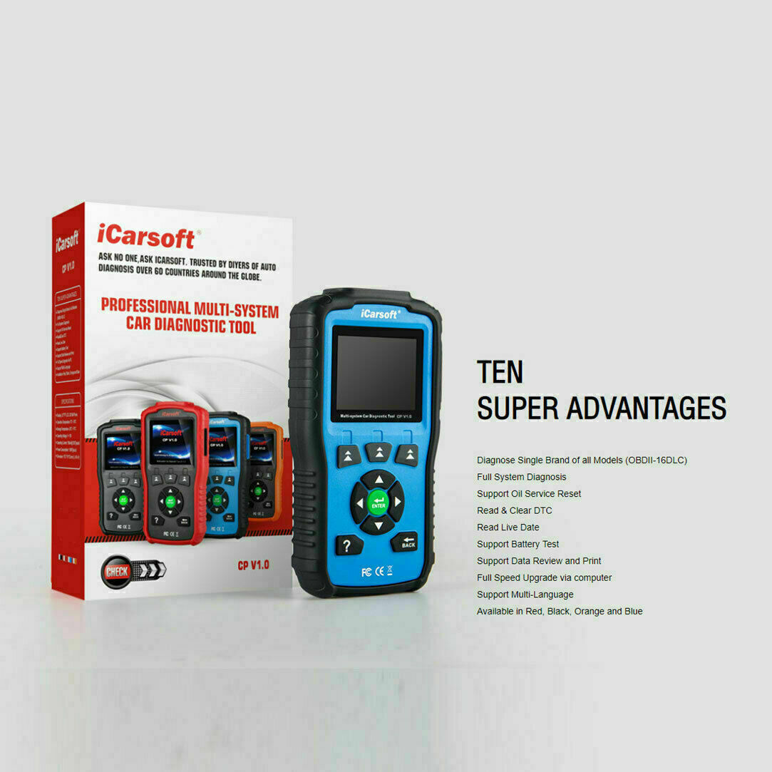ICARSOFT CP V1.0 OBD2 DIAGNOSTIC CODE SCANNER RESET TOOL FOR CITROEN PEUGEOT. F5