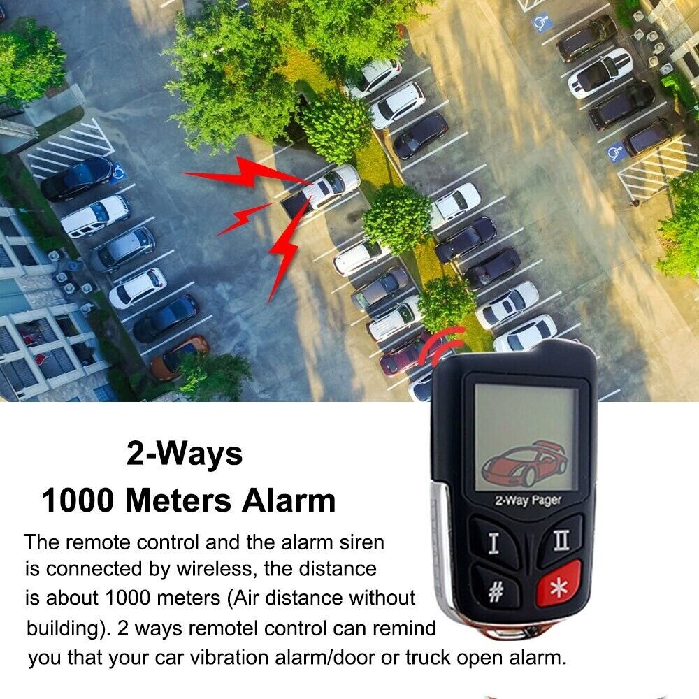 Vjoycar DIYV2 Wireless Siren Two-way Car Alarm System Anti-Theft Air LCD Display