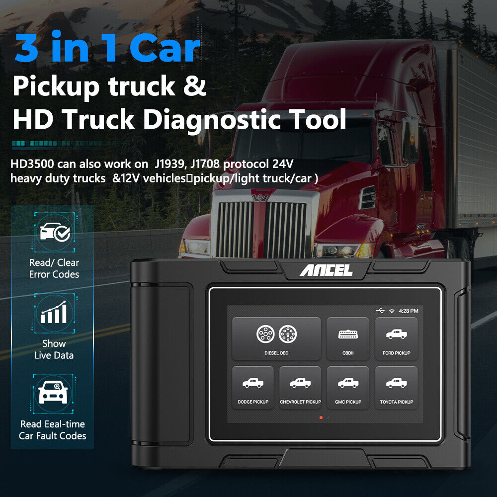 ANCEL HD3500 Pickup Heavy Duty Truck OBD2 Scanner All System Diagnosti ...