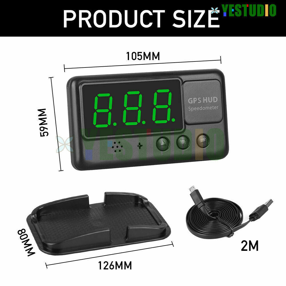 Car Head Up Display Speed Warning Alarm Digital HUD GPS Speedometer