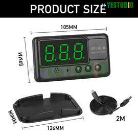 Car Head Up Display Speed Warning Alarm Digital HUD GPS Speedometer
