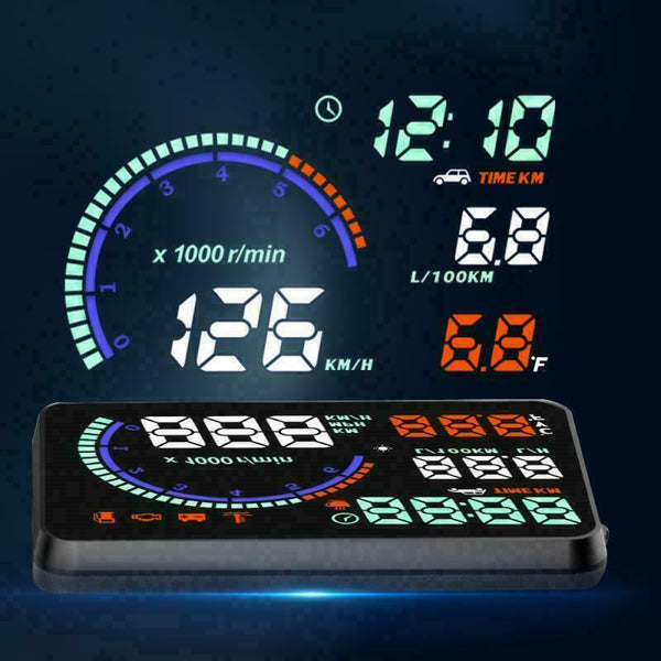 5.5" Car HUD Head Up Display OBD2 Diagnostic Tool Projector Digital Speedometer - Auto Lines Australia
