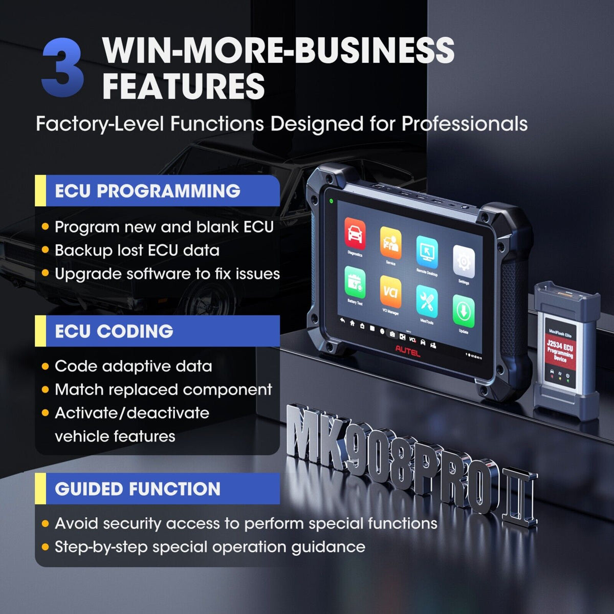Autel MK908P II Car Diagnostic Tools J2534 ECU Online Programming Coding OBD2 - Auto Lines Australia