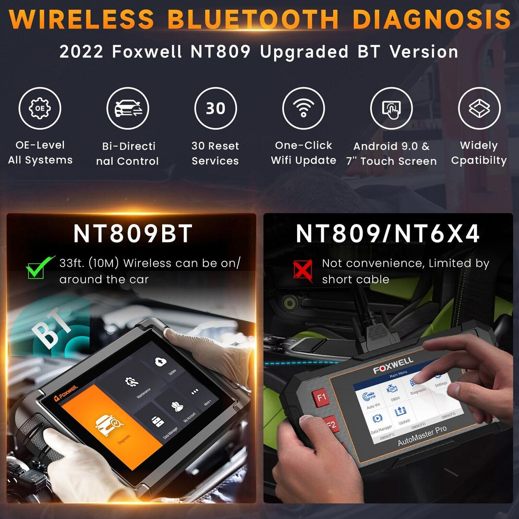 Foxwell NT809BT OBD2 Bluetooth Car Diagnostic Scan Tool Active Tests