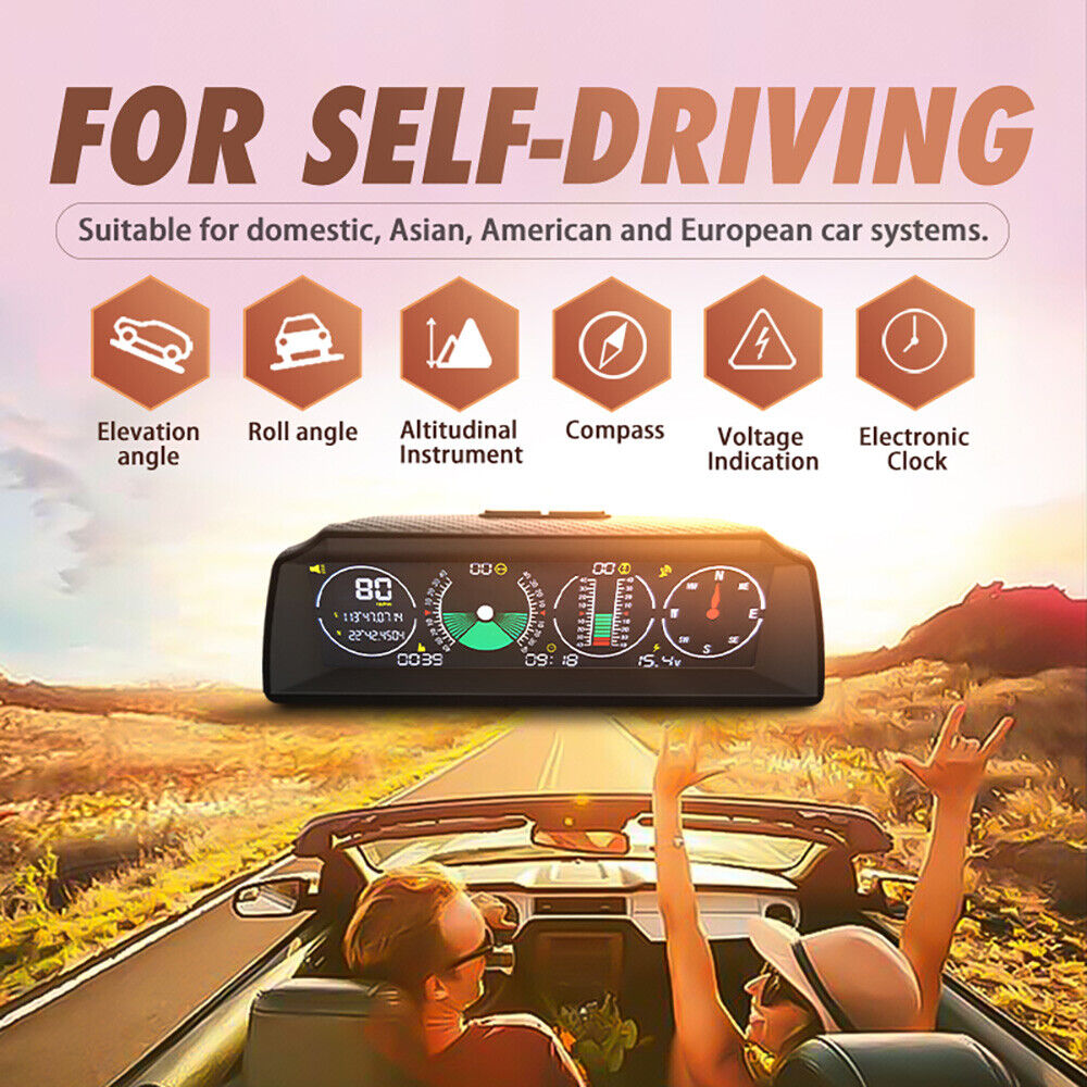 S90 Car Inclinometer 4x4 GPS Speed HUD MPH KMH Slope Meter Off-road Compass Secondary image