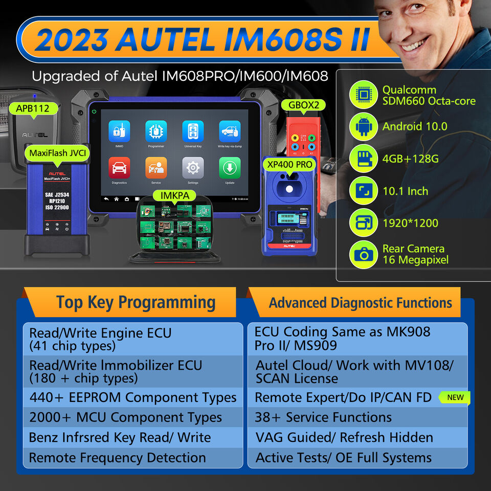Autel MaxiIM IM608 II Key Programming IMMO Diagnostic Tool &APB112 +GBOX2+IMKPA