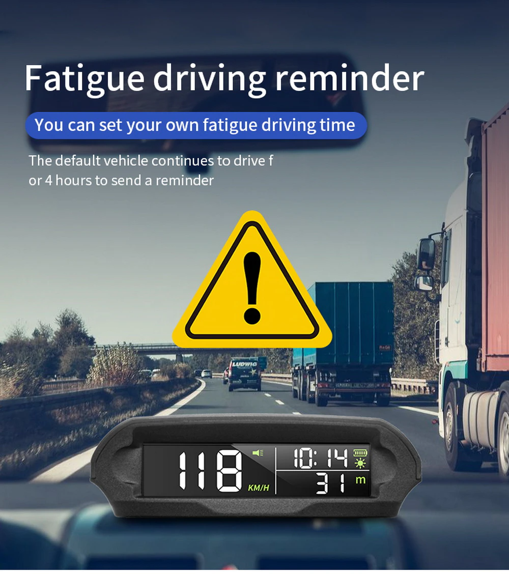 Wireless HUD Display Digital GPS Speedometer with Solar Charged Over-speed Alarm