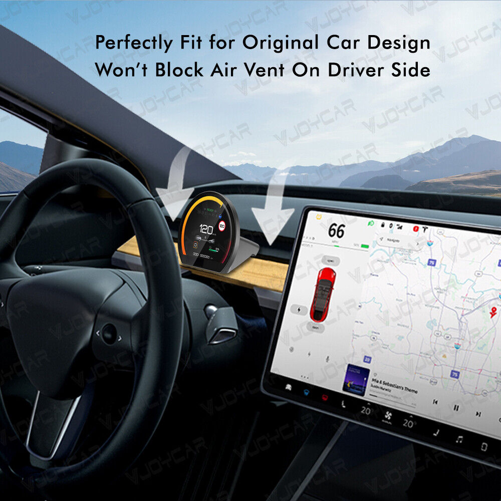 Tesla Rpm Meter Fits Tesla HD LCD Dashboard HUD Screen Model 3 Digital Smart Gauge Spe ...