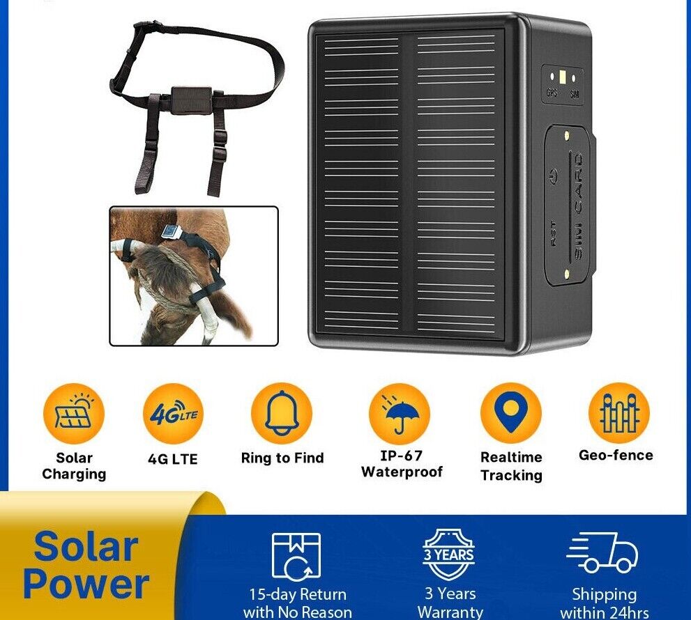 Vjoycar 2022 Latest Cow Sheep 4G GPS Tracker Solar Panel Power Collar For Cattle Auto Lines Australia Main image