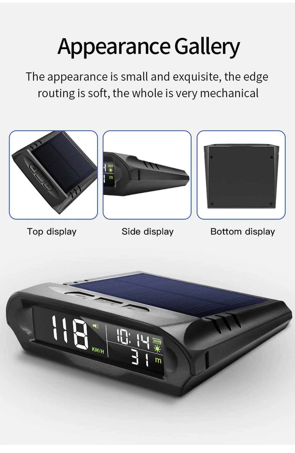 Wireless Car HUD HEAD-UP DISPLAY Solar Panel Digital Speedometer Universal GPS