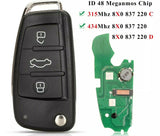 Fits Audi 315/434Mhz 8X0837220D Complete Transponder Remote Key