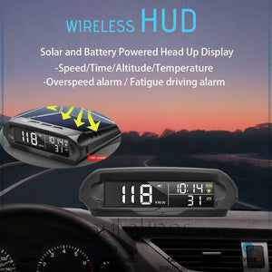 Wireless HUD Display Digital GPS Speedometer with Solar Charged Over-speed Alarm