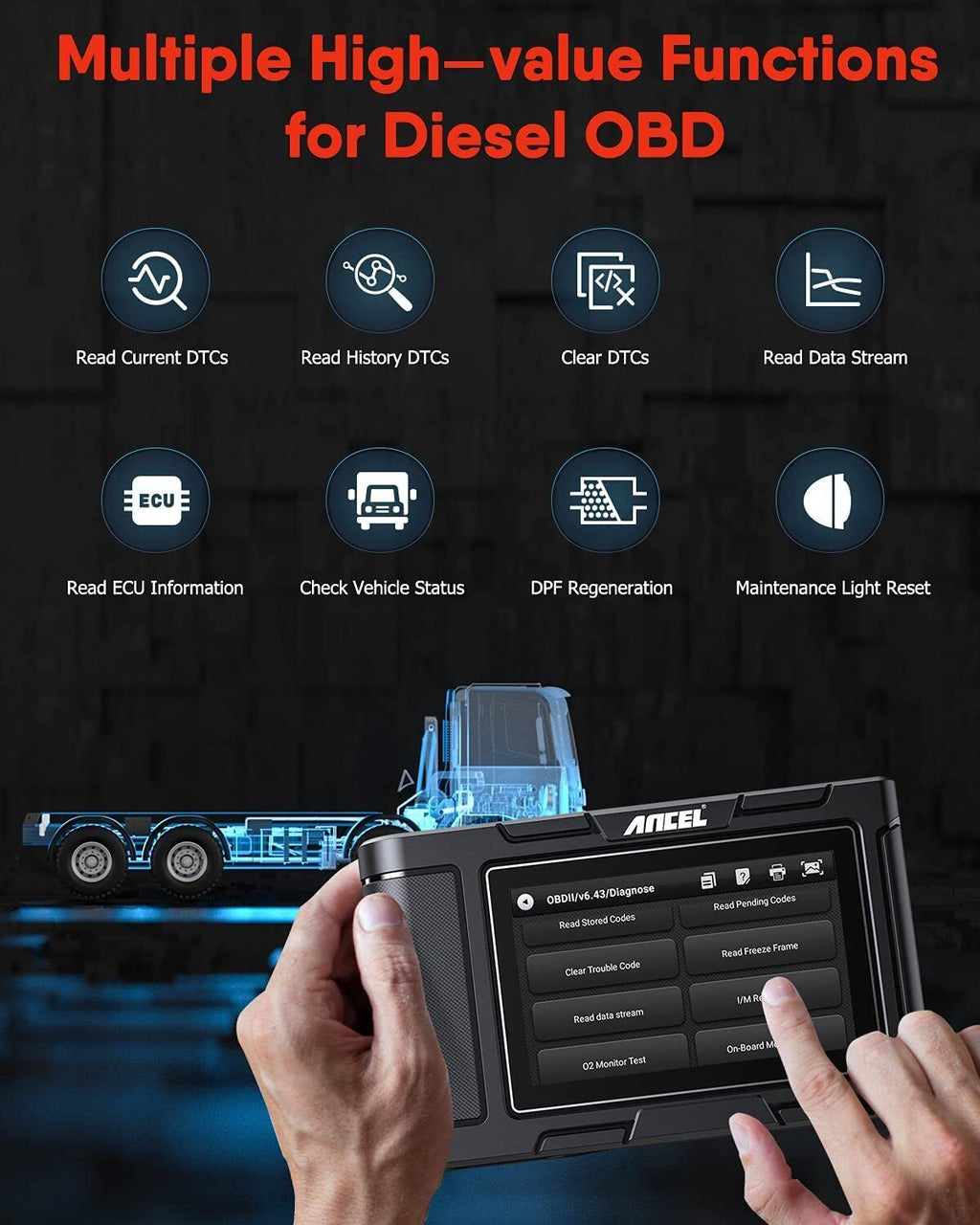 ANCEL HD3200 OBD2  All-System Heavy Duty Truck Scan Tool with DPF Regeneration