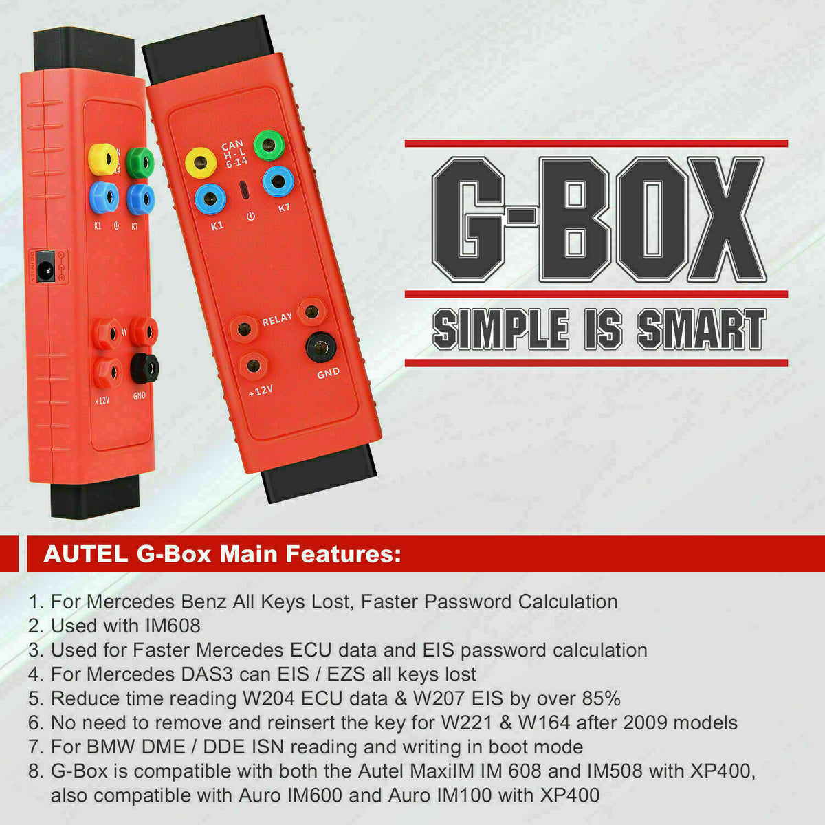 AUTEL G-BOX2 work for MaxiIM IM508 IM608 All Keys Lost IMMO Key Programming Tool