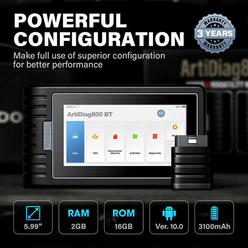 TOPDON ArtiDiag800BT OBD2 Scanner Auto Diagnostic Tool Code Reader Key Coding