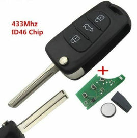 Fits HYUNDAI i30 i20 Elantra 3 Button 433MHz ID46 Chip Remote Complete Flip Key