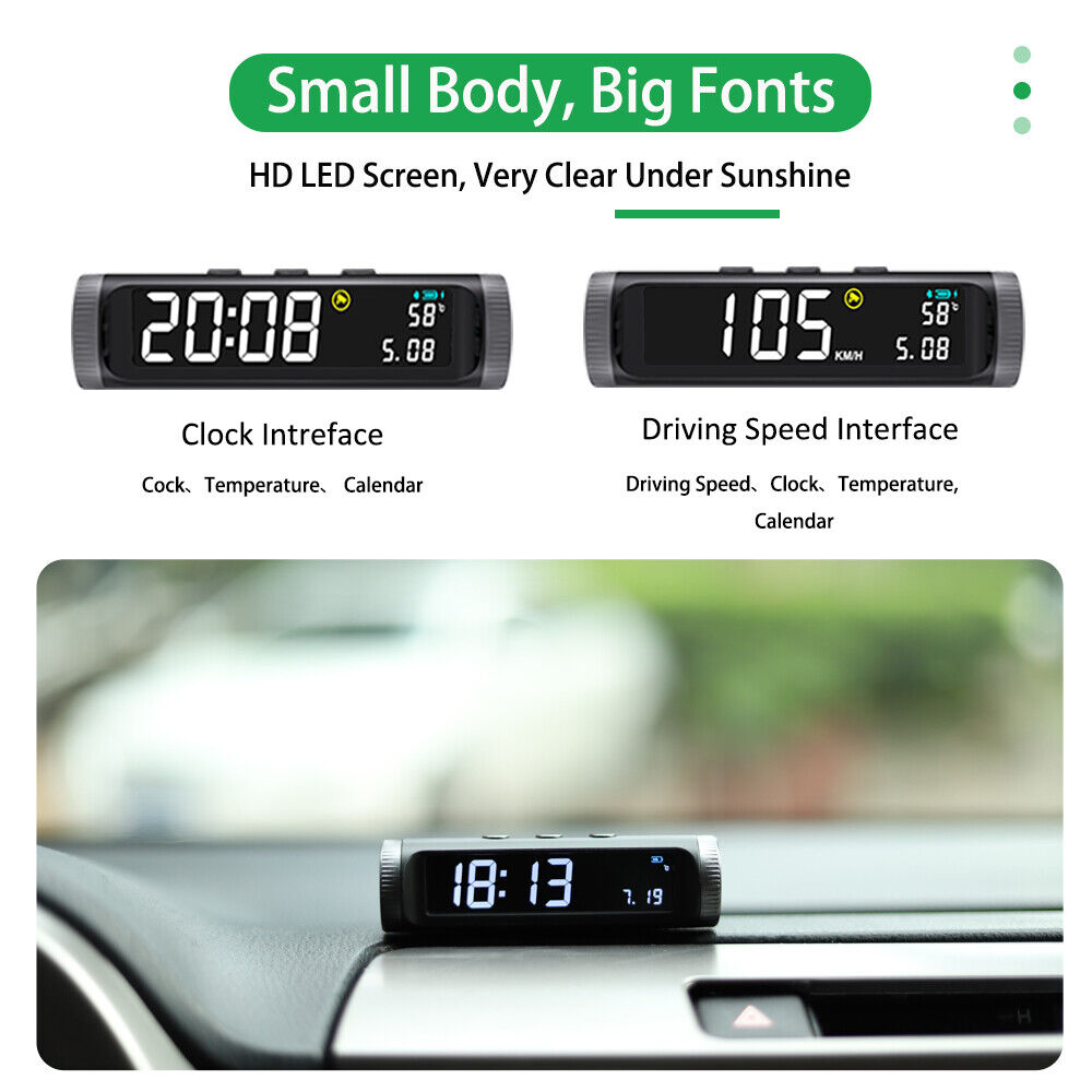 Updated Solar-powered GPS HUD S200 Wireless Digital Speedometer KMH MPH Electron - Auto Lines Australia