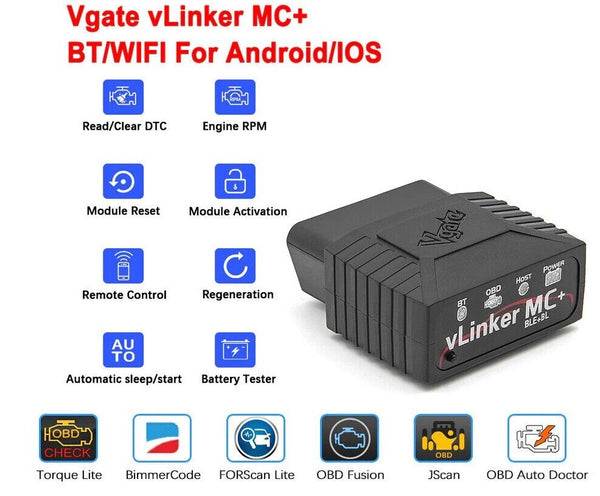 Vgate vLinker MC+ ELM327 V2.2 OBD 2 OBD2 Scanner WIFI BimmerCode FORScan
