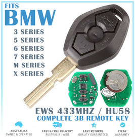 Fits BMW 3B Complete REMOTE TRANSPONDER KEY 433MHz Suits 3 5 7 SERIES X3 Z3 Z4