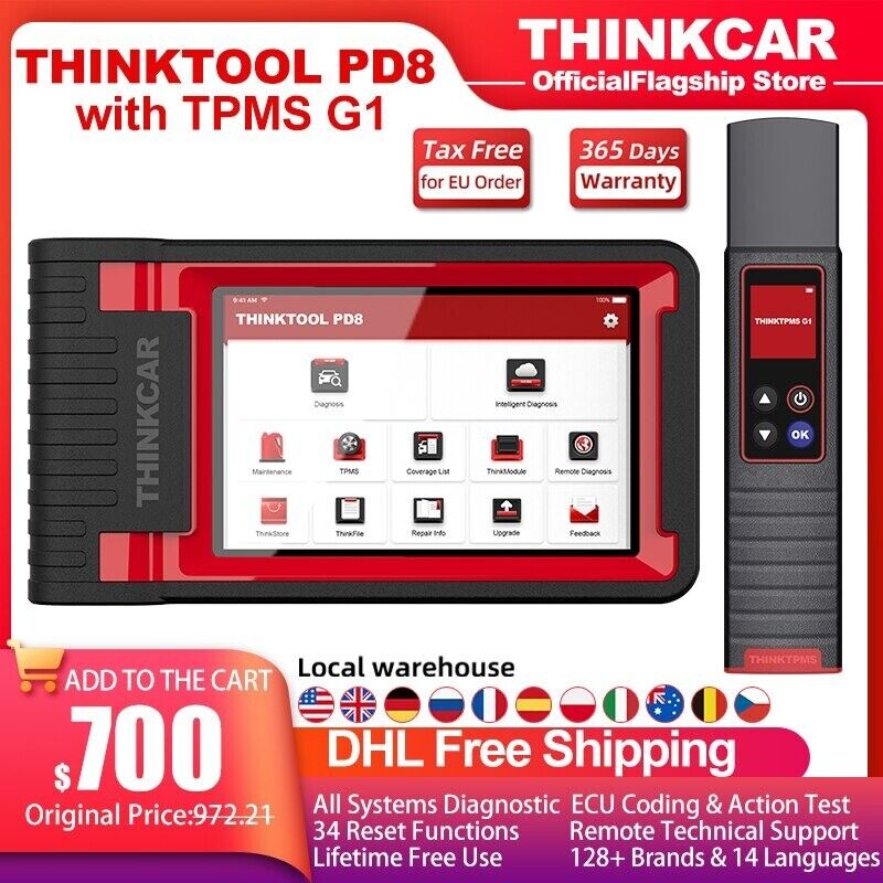 THINKCAR Thinktool PD8 OBD2 Scanner Professional 34Reset Service Diagnostic Tool - Auto Lines Australia