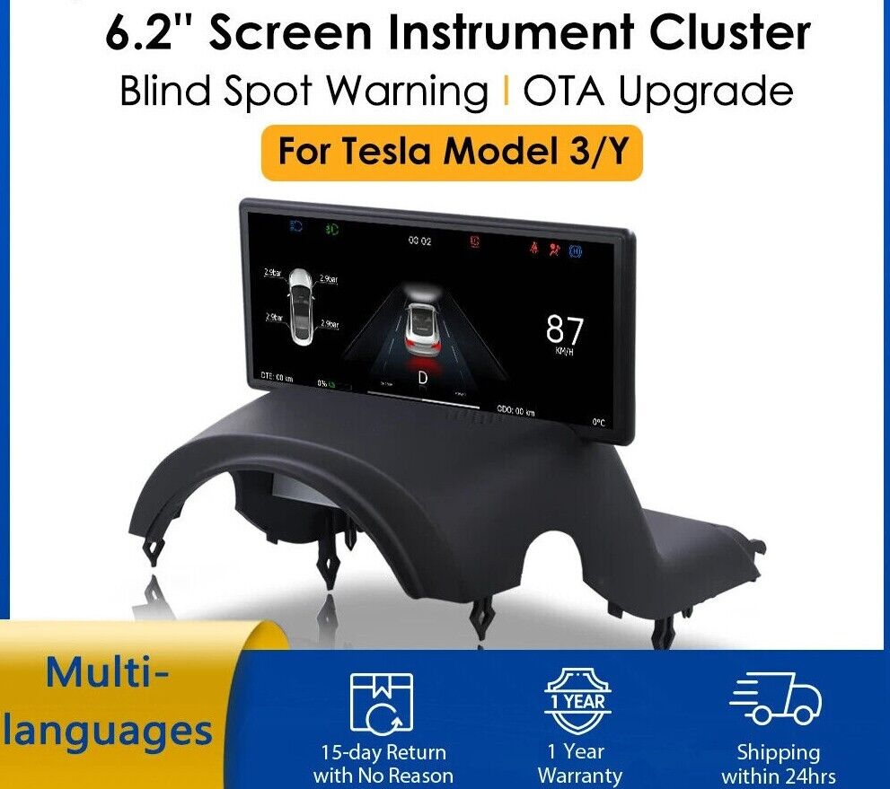 6.2inch Model Y 3 Display Dashboard Instrument Blind Spot Monitoring Auto Pilot