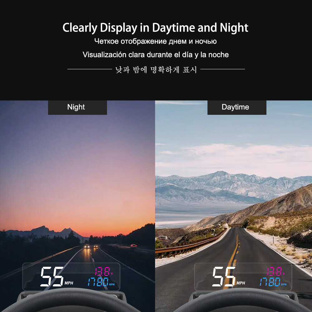 2023 Update Auto-Lift Mirror HUD MX30 Pro Large & Clear Font RPM Speed Projector Secondary image