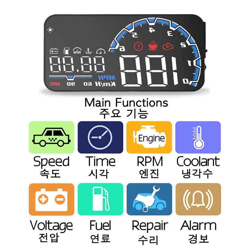 VH300 Car HUD 5.5' Head Up Display OBD EUOBD Windshield Speedometer Projector Secondary image