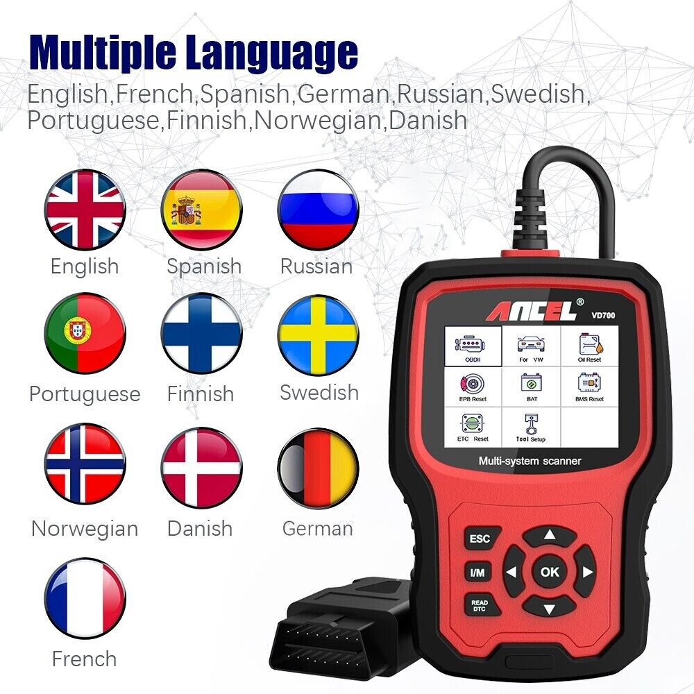 Ancel VD700 OBD2 Scanner Car Diagnostics Full System Diagnostic Scanner Tool EPB
