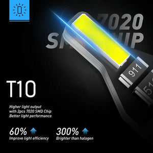 10x W5W T10 194 LED 7020SMD Canbus White 6000K Car Wedge Tail Side Parking