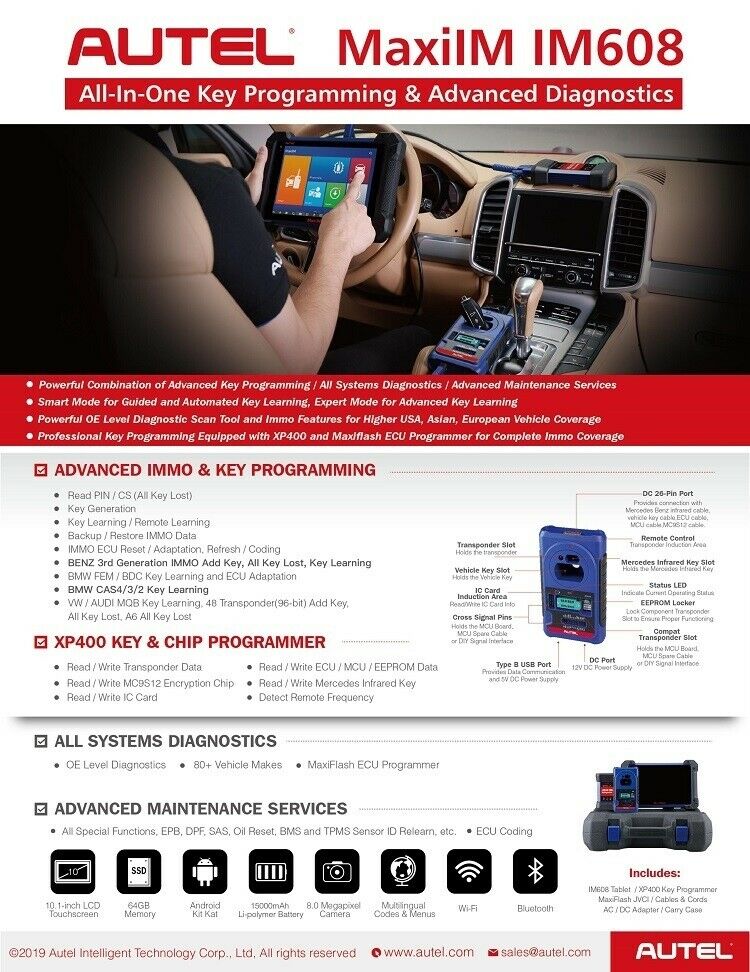 Autel MaxiIM IM608 PRO (with XP400 Pro) Diagnostic Tool ALL Lost KEY Programmer IMMO ECU Coding Scanner Tool - Auto Lines Australia